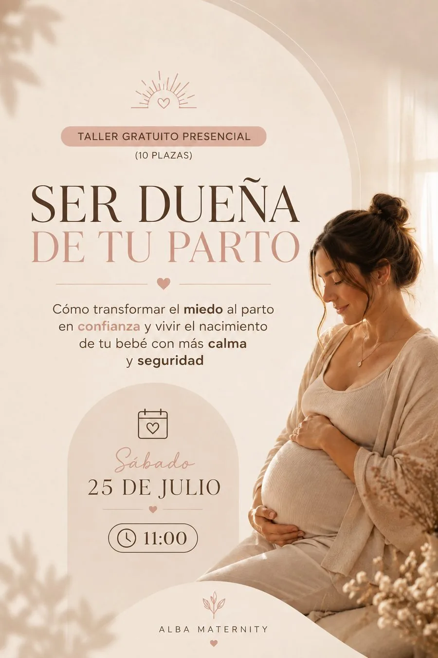 Cartel del taller Ser dueña de tu parto